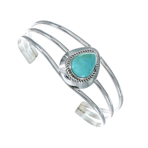 Navajo Turquoise Tear Drop Sterling Silver Cuff Bracelet X10431